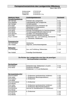 Fernsprechverzeichnis des Landgerichts Offenburg