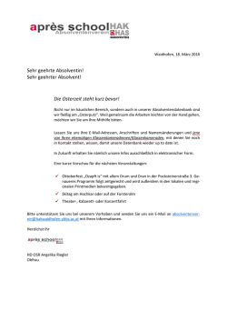 Sehr geehrter Absolvent! - HAK/HAS Waidhofen/Ybbs