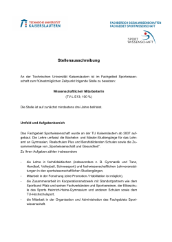 Stellenausschreibung - Deutsche Vereinigung für Sportwissenschaft