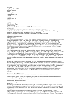 Impressum Angaben gem&auml;&szlig; &sect; 5 TMG - Sommer-Shop
