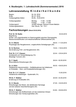 Lehrveranstaltungen Kinderheilkunde Aushang 2