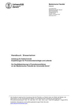 Handbuch Dissertation - Medizinische Fakultät