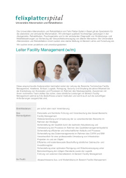 Leiter Facility Management (w/m) - Felix Platter