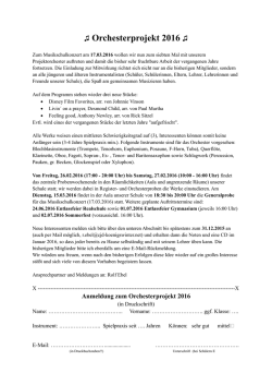 Orchesterprojekt 2016