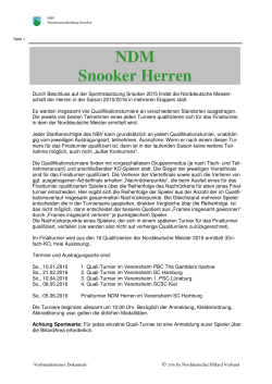 NDM Snooker Herren 3 Quali 2016 - Norddeutscher Billard Verband