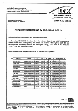 Eine Liste der Fahrzeuge finden sie hier zum