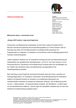 PRESSE-INFORMATION Miteinander planen