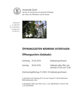 &Ouml;ffnungszeiten Ostern 2016 - Seminar f&uuml;r Griechische und