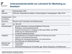 Unterassistentenstelle am Lehrstuhl für Marketing zu besetzen: Job