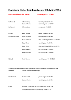 Helfereinteilung 2016 - Karateschule Langnau