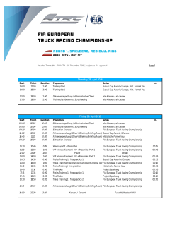 Event Timetable - FIA European Truck Racing Championship
