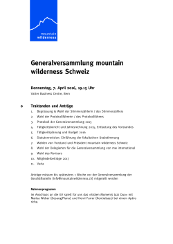 Kommentierte Traktandenliste - Mountain Wilderness Schweiz