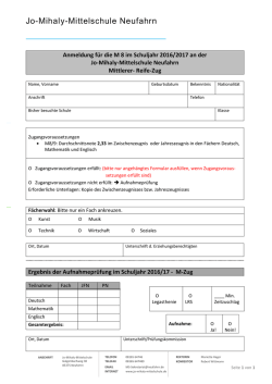 Aufnahme in die Klasse M8 - Jo-Mihaly