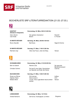 BÜCHERLISTE SRF-LITERATURREDAKTION (21.03.