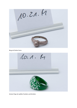 Ring mit Perlen-Form. Grüner Ring mit weißen Punkten und Strichen.