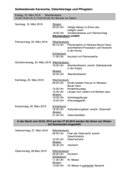 Gottesdienste Ostern u. Pfingsten 2016