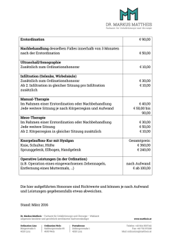 Honorarliste  - Dr. Markus Mattheis