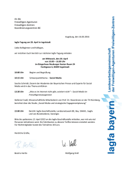 An die Freiwilligen-Agenturen Freiwilligen-Zentren