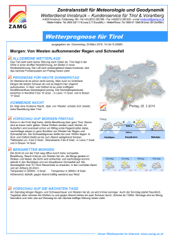 Wetterprognose für Tirol