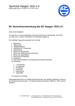 Einladung  - Sportclub Haagen 1932 eV