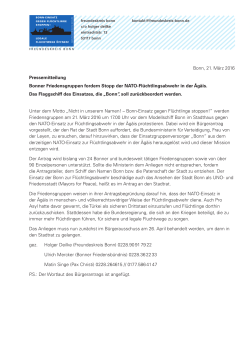 Bonn, 21. März 2016 Pressemitteilung Bonner Friedensgruppen