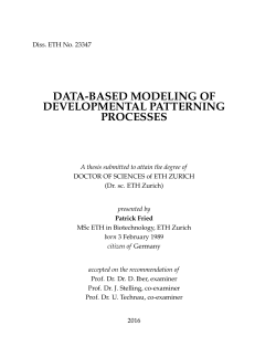 data-based modeling of developmental - ETH E