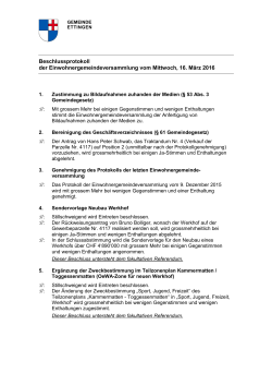 Einwohnergemeindeversammlung vom Mittwoch, 16