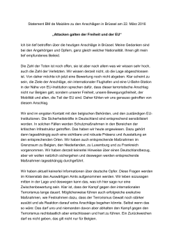 Statement BM de Maizière zu den Anschlägen in Brüssel am 22