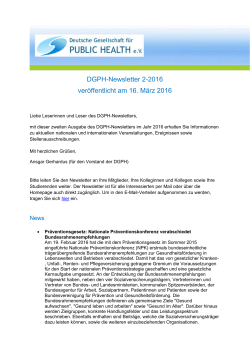 DGPH-Newsletter - Deutsche Gesellschaft für Public Health