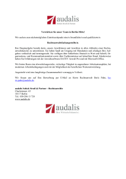 Rechtsanwaltsfachangestellte/r - audalis Schick Struß & Partner