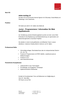 Junior - Programmierer / Informatiker für Web Applikationen