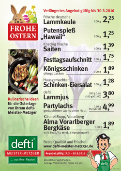 Kulinarische Ideen für die Ostertage von Ihrem defti- Meister