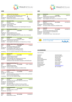 Jahresprogramm Juni - Juli 2016