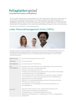 Leiter Personalmanagement - Felix Platter