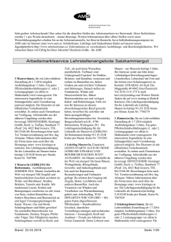 Arbeitsmarktservice Lehrstellenangebote Salzkammergut
