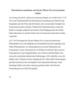 Informationsveranstaltung und Tag der Offenen T&uuml;r am