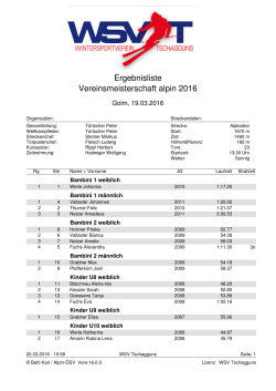 Ergebnisliste Vereinsmeisterschaft alpin 2016 - WSV