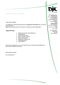 Einladung Jahreshauptversammlung