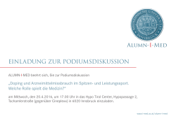 einladung zur podiumsdiskussion - Medizinische Universität Innsbruck