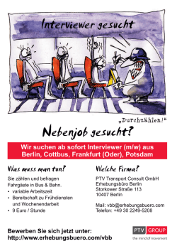Interviewer gesucht Nebenjob gesucht?