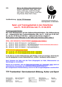 Hallennutzung Ostern