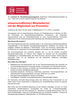 Stellenausschreibung WiMi DLM TU Braunschweig