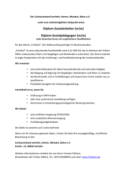 Dipl. Sozialarbeiter/in, -p&auml;dagoge/in f&uuml;r "Fr&uuml;h Auf"