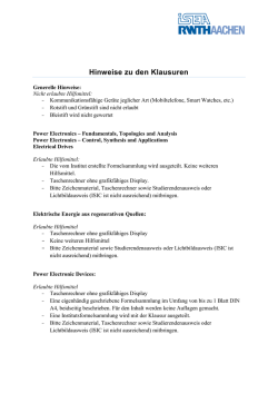 Hinweise zu den Klausuren - ISEA RWTH Aachen