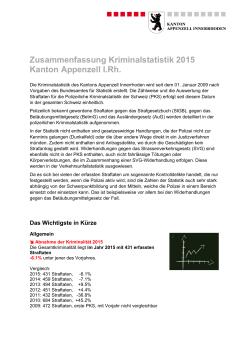 Zusammenfassung Kriminalstatistik 2015 Kanton Appenzell I.Rh.