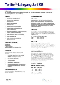 TENIFER LEHRGANG vom 15. - Hef Durferrit GmbH Mannheim