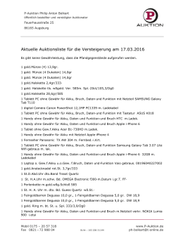 Aktuelle Versteigerungsliste - P