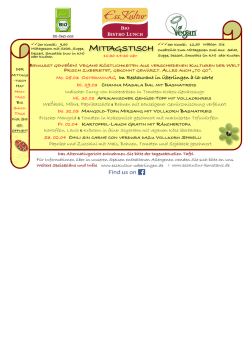 Bio Bistro Lunch 28.3 bis 02.4.2016