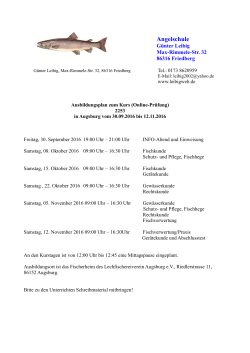 Ausbildungsplan für Kurs 2253 in Augsburg