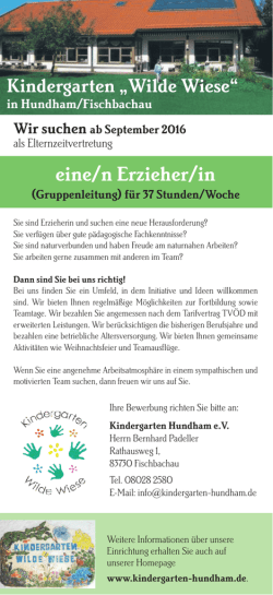 eine/n Erzieher/in - Kindergarten Wilde Wiese